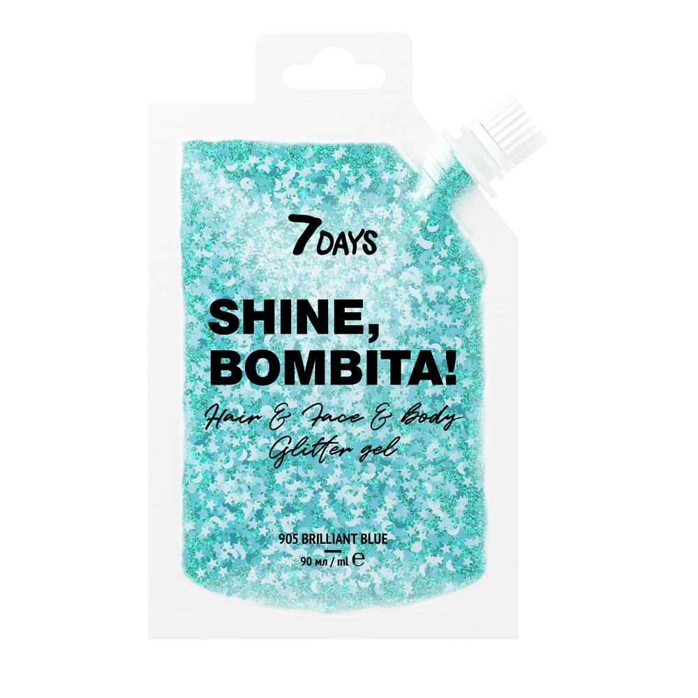 7DAYSB.COLOUR Gliter gel sa šljokicama za lice, kosu i telo u nijansi 905 Brilliant Blue