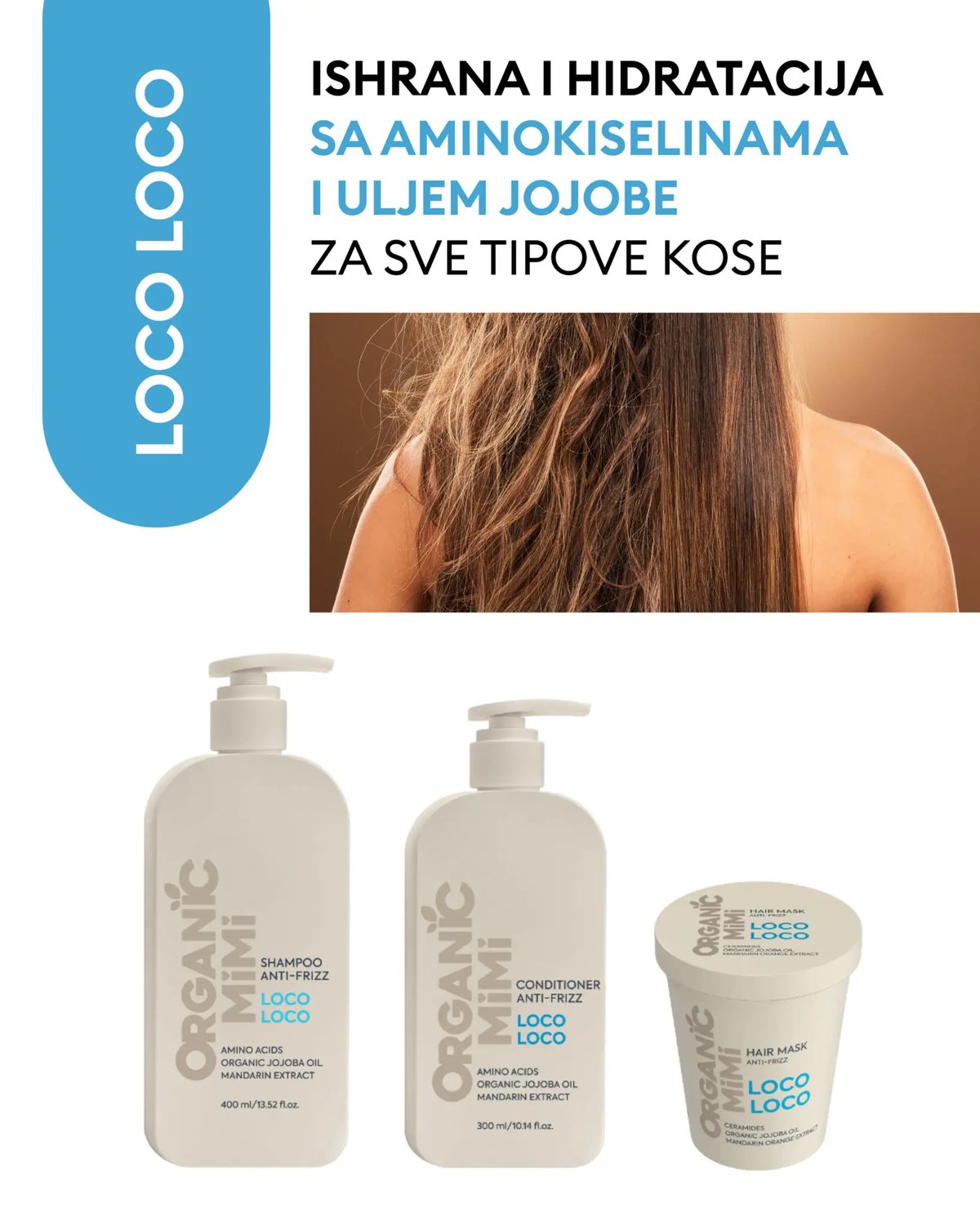 Organic Mimi Maska za kosu Anti-frizz Loco-loco, 200 ml | VESNA.RS