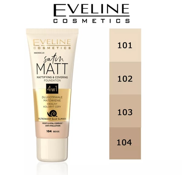 EVELINE Satin Matt Mattifying – Tečni puder, 30 ml | VESNA