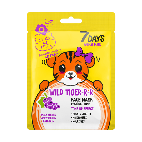 7DAYS WILD TIGER-R-R Sheet Maska koja osvežava boju tena sa Taiga bobicama i Verbenom | VESNA