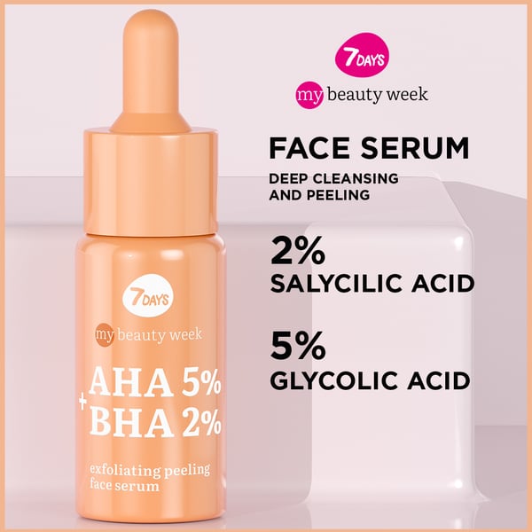 7DAYS Piling i serum za lice AHA 5% + BHA 2% | VESNA