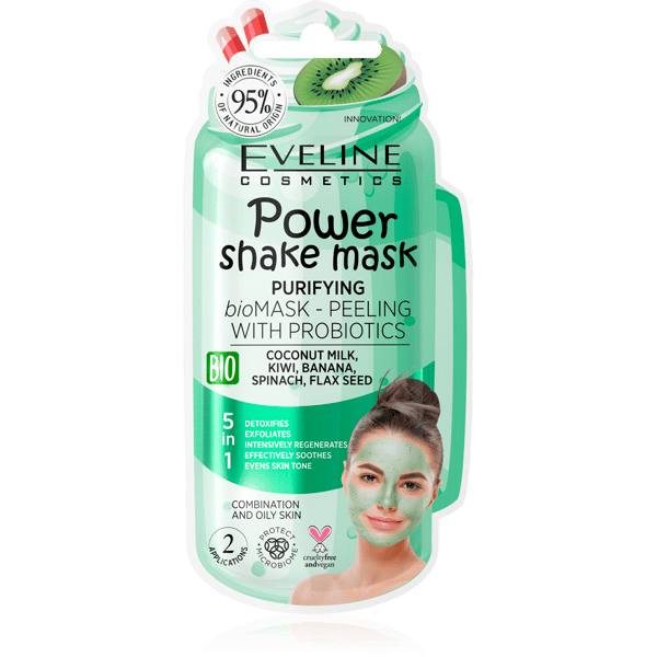 EVELINE Power Shake Mask Piling-maska za čišćenje lica sa probioticima, Aroma Kivija. | VESNA