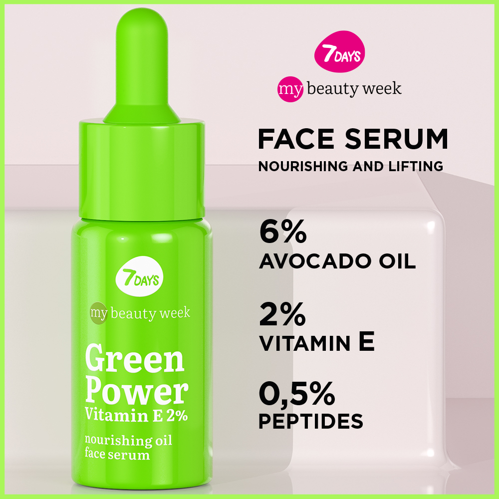 7DAYS Hranljivi serum za lice GREEN POWER VITAMIN E 2%