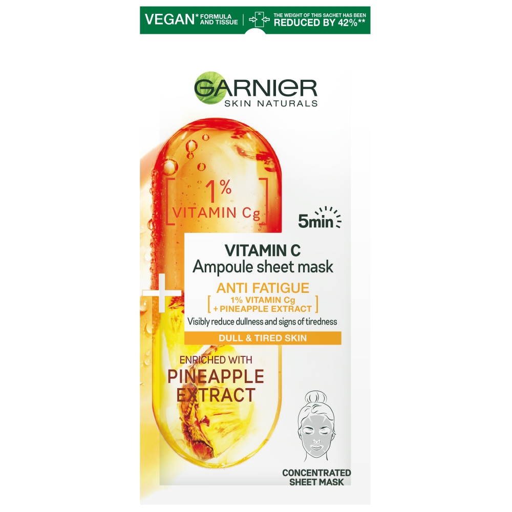 Garnier Skin Naturals maska u maramici sa sadržajem ampule vitamin C za umornu kožu, 15 g | VESNA.RS
