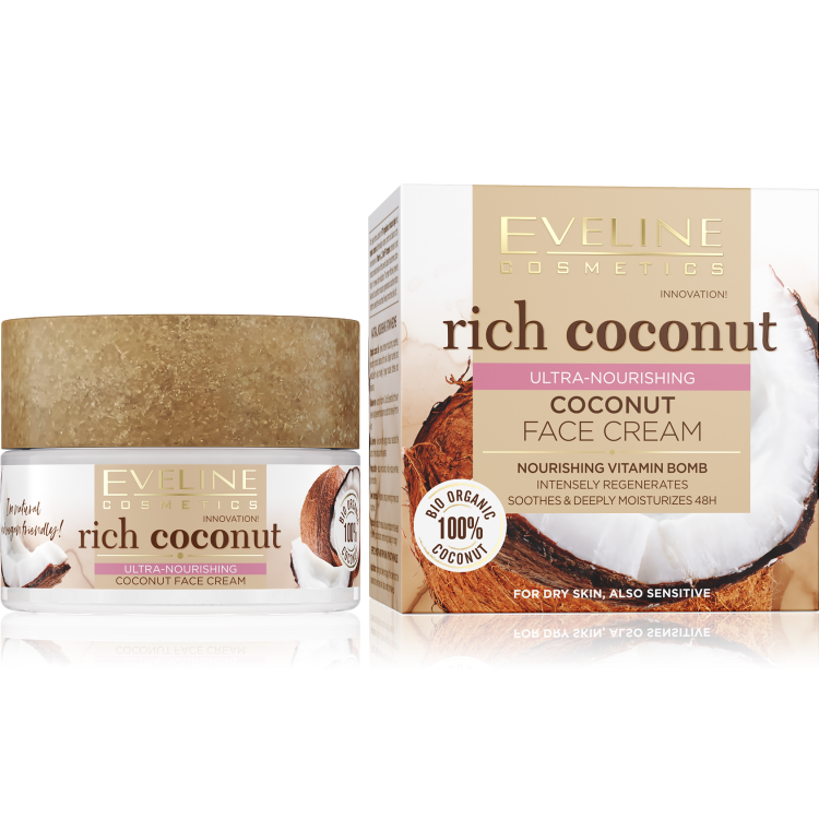 EVELINE Rich Coconut – Izuzetno hranljiva krema za lice sa kokosom, 50 ml | VESNA.RS