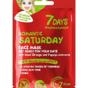 7DAYS Maska za lice za spremanje za dejt sa Krvavom pomorandžom i Papajom ROMANTIC SATURDAY | VESNA