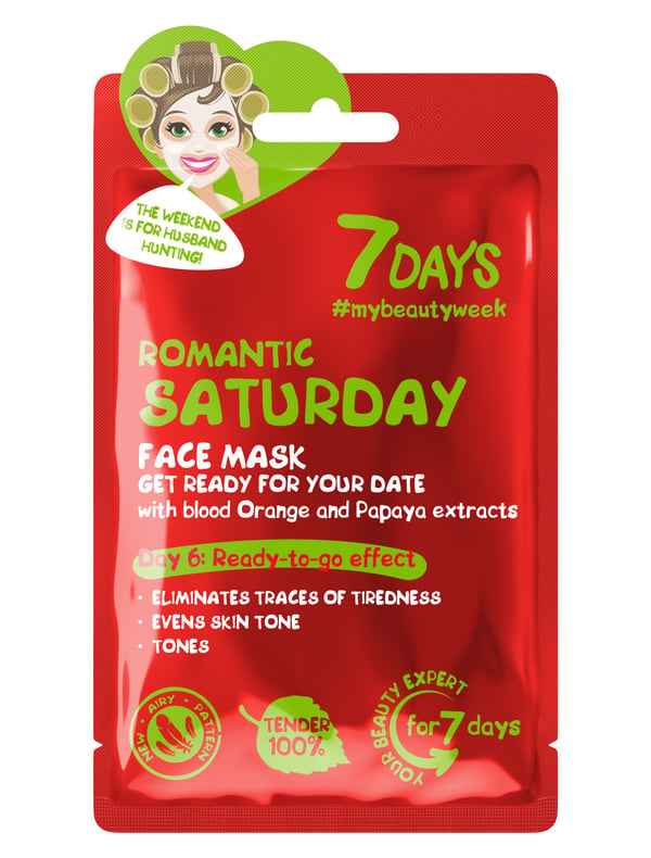 7DAYS Maska za lice za spremanje za dejt sa Krvavom pomorandžom i Papajom ROMANTIC SATURDAY | VESNA