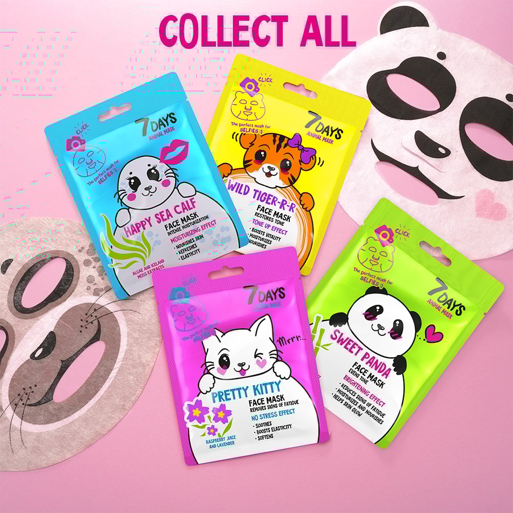 7DAYS Poklon set Maske za lice ANIMAL MASK – FUNNY PRETTY KITTY | VESNA.RS
