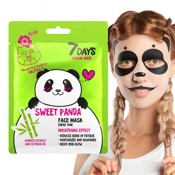 7DAYS SWEET PANDA Sheet maska za lice koja ujednačava ton sa ekstratom Bambusa i Sojinim uljem | VESNA