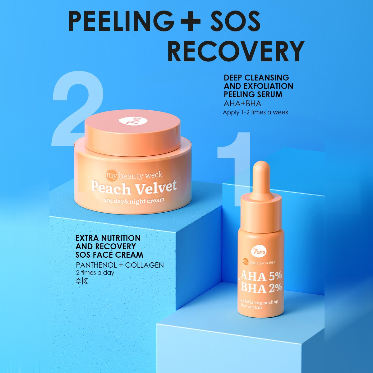 7DAYS Piling i serum za lice AHA 5% + BHA 2% | VESNA.RS