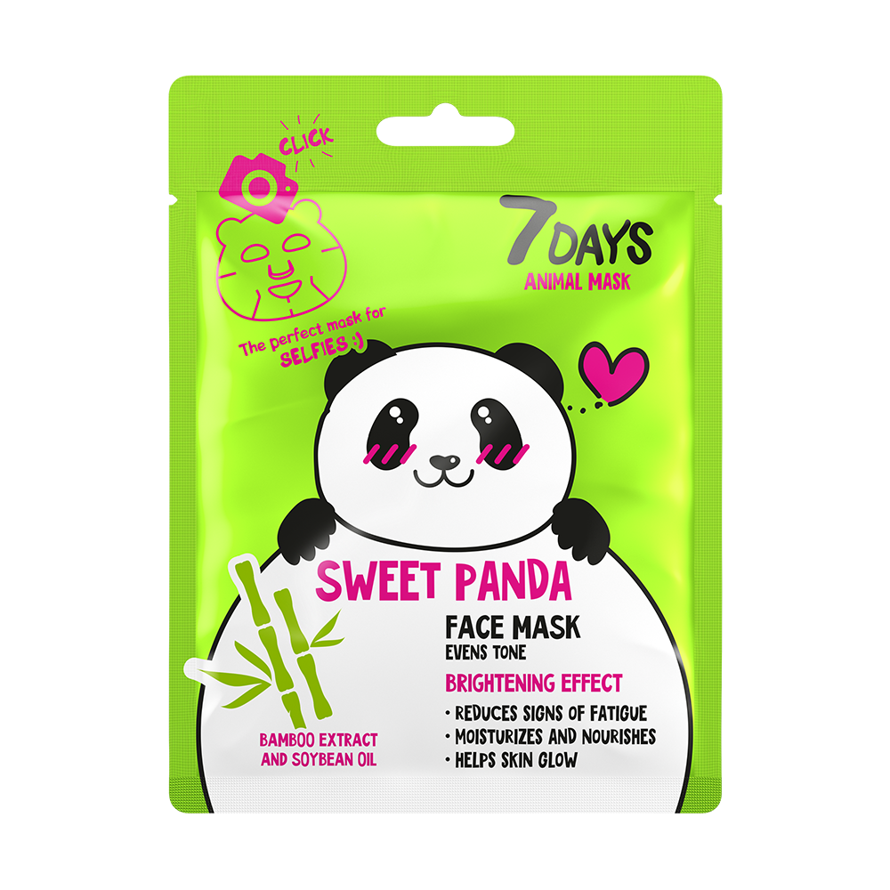 7DAYS SWEET PANDA Sheet maska za lice koja ujednačava ton sa ekstratom Bambusa i Sojinim uljem | VESNA