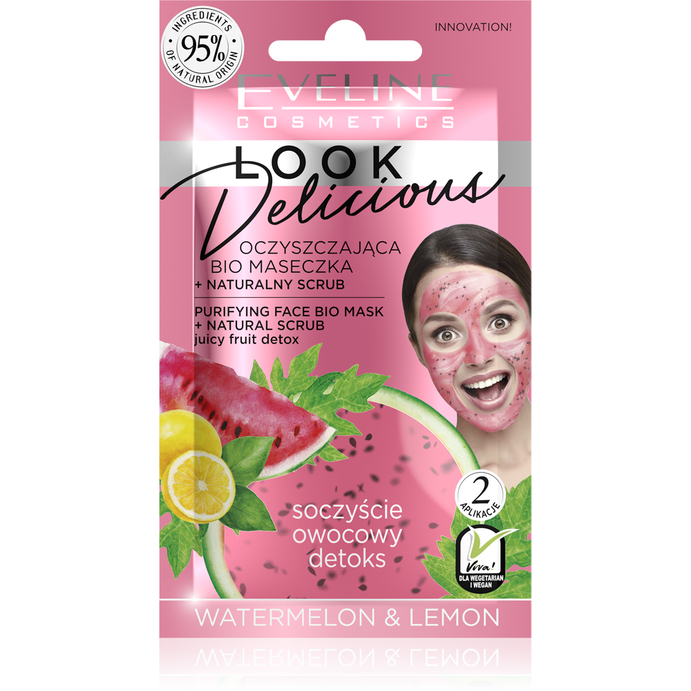 EVELINE Look delicious Bio maska za čišćenje lica + piling sa sočnim voćem | VESNA.RS