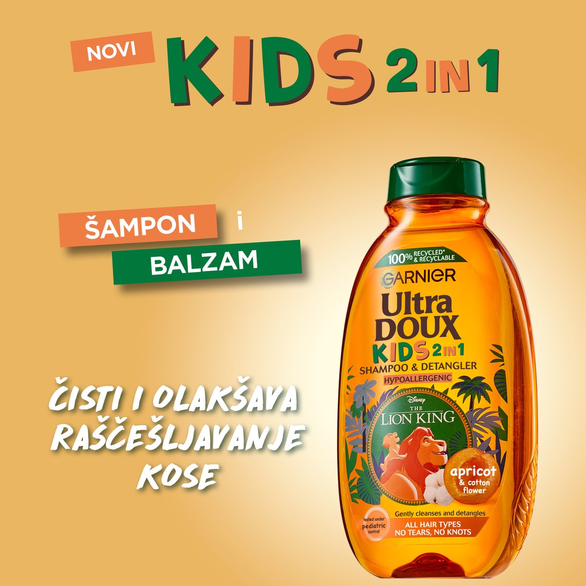 Garnier Botanic Therapy kids Apricot 2U1 dečiji šampon i balzam | VESNA.RS