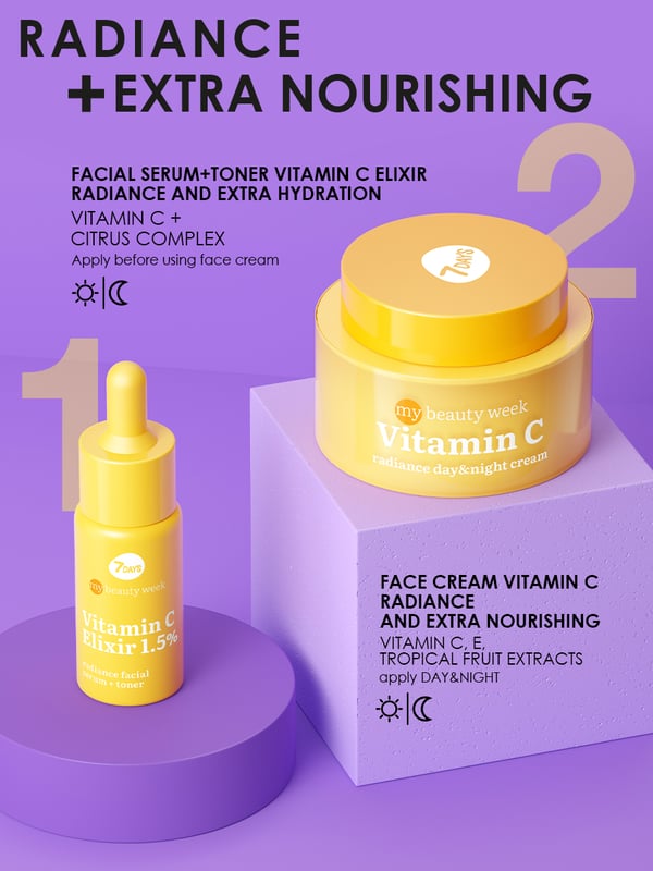 7DAYS MY BEAUTY WEEK VITAMIN C ELIXIR 1,5% Radiance serum za lice i toner, 20 ml | VESNA