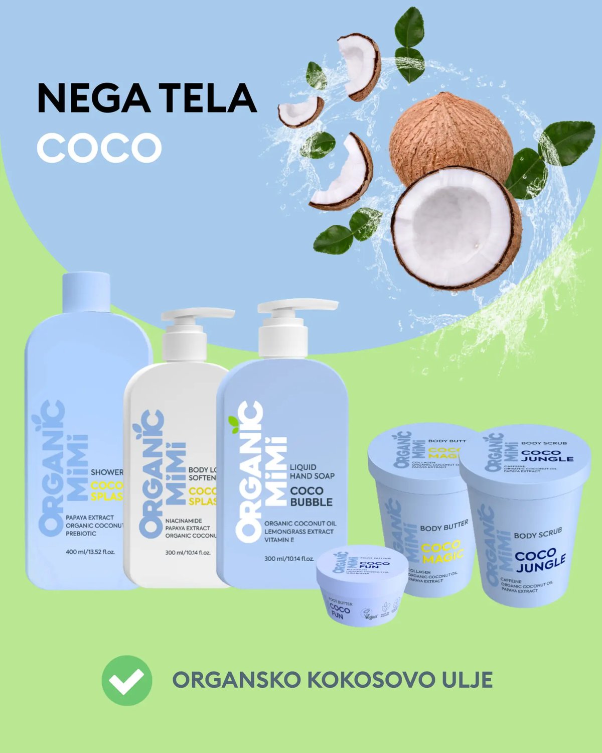 Organic Mimi Losion za telo hidratacija i nega Coco splash, 300 ml | VESNA.RS