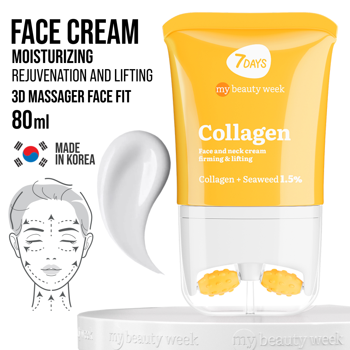 7DAYS MY BEAUTY WEEK COLLAGEN Serum za vrat i dekolte sa masažerom Collagen 1% + Lanablue 0,5%, 80 ml | VESNA.RS