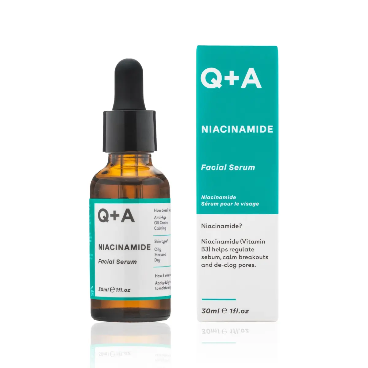 Q+A NIACINAMIDE Serum za lice za sužavanje proširenih pora, 30 ml | VESNA.RS