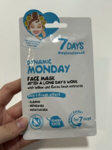 7DAYS Maska za lice nakon dugog radnog dana sa vrbom i kakao zrnima DYNAMIC MONDAY | VESNA.RS