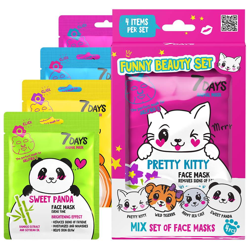 7DAYS Poklon set Maske za lice ANIMAL MASK – FUNNY PRETTY KITTY | VESNA.RS