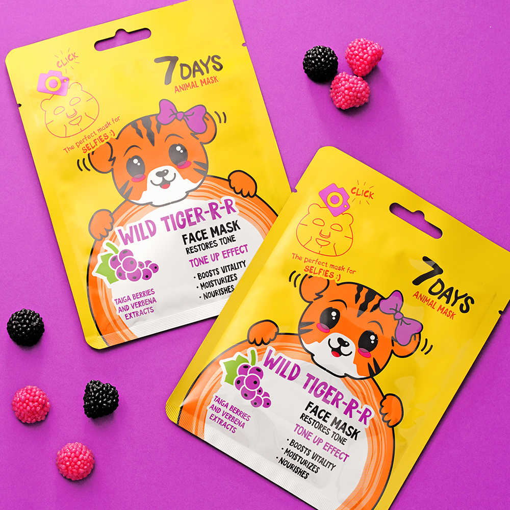 7DAYS WILD TIGER-R-R Sheet Maska koja osvežava boju tena sa Taiga bobicama i Verbenom | VESNA.RS