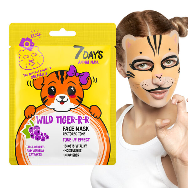 7DAYS WILD TIGER-R-R Sheet Maska koja osvežava boju tena sa Taiga bobicama i Verbenom | VESNA