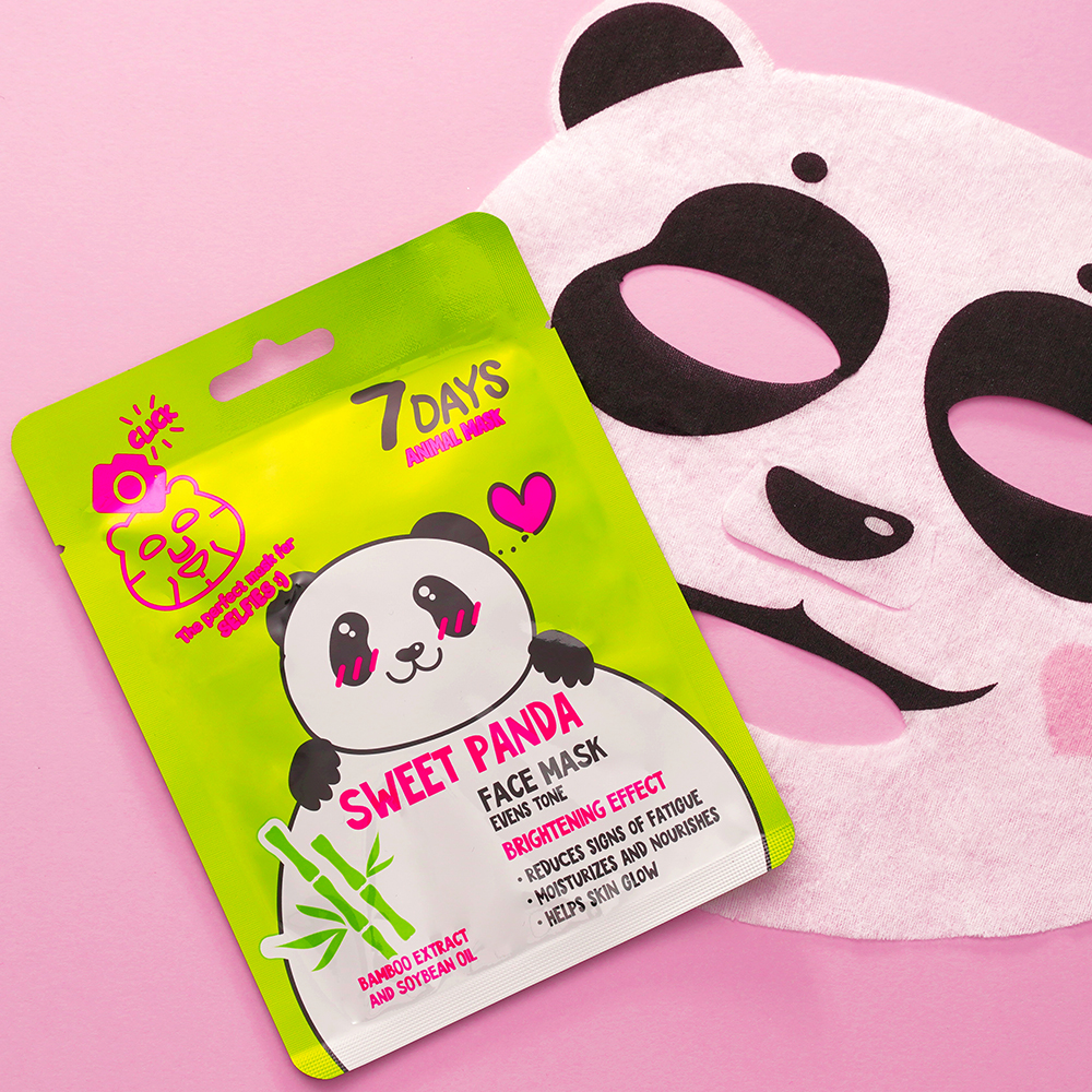 7DAYS SWEET PANDA Sheet maska za lice koja ujednačava ton sa ekstratom Bambusa i Sojinim uljem | VESNA.RS
