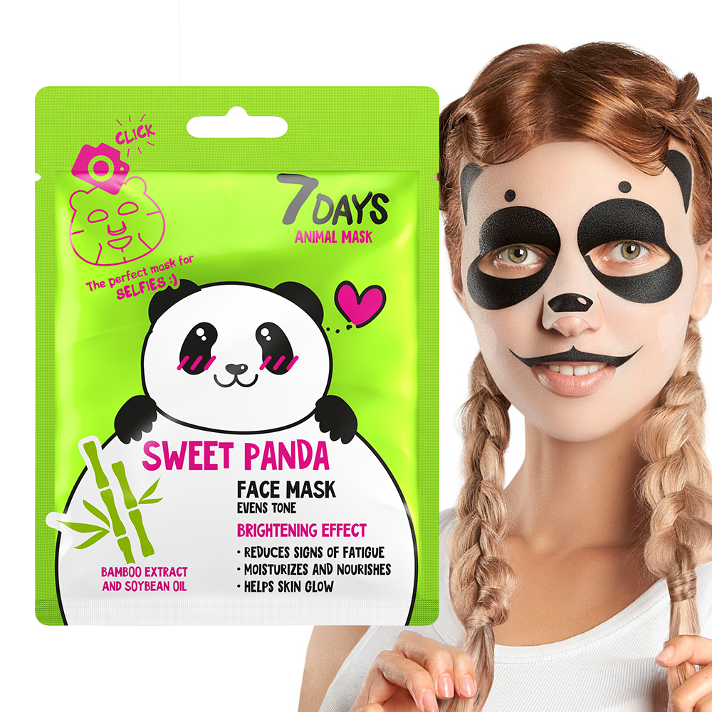 7DAYS SWEET PANDA Sheet maska za lice koja ujednačava ton sa ekstratom Bambusa i Sojinim uljem | VESNA.RS