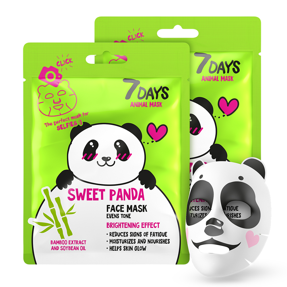 7DAYS SWEET PANDA Sheet maska za lice koja ujednačava ton sa ekstratom Bambusa i Sojinim uljem | VESNA.RS
