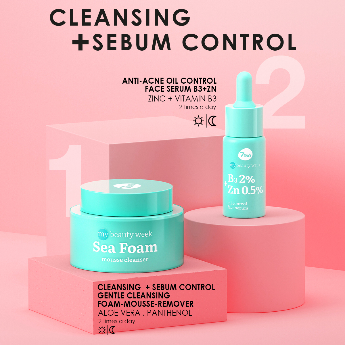 7DAYS Serum za balansiranje količine ulja na koži B3 2%+ZN 0,5% | VESNA.RS