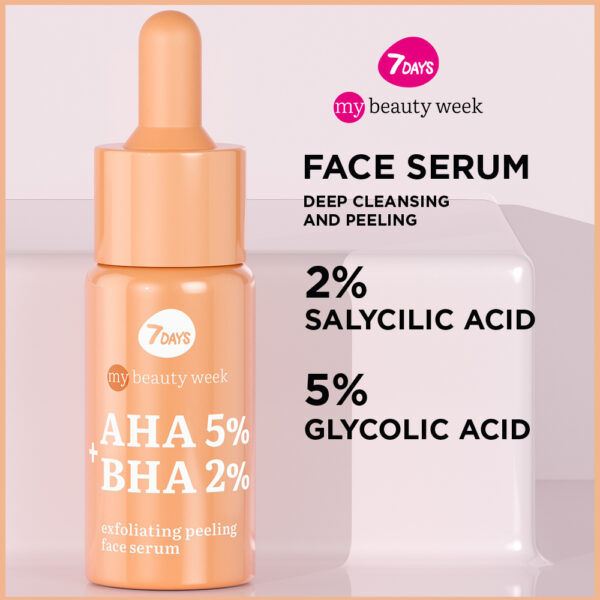 7DAYS Piling i serum za lice AHA 5% + BHA 2% | VESNA