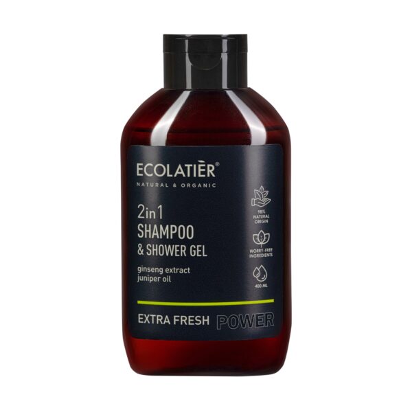 ECOLATIER POWER 2 u 1 Gel za tuširanje i Šampon Extra Fresh, 400 ml | VESNA