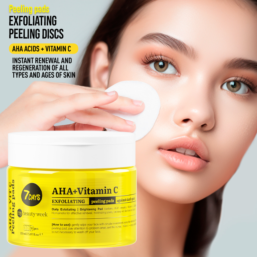 7DAYS MY BEAUTY WEEK Jastučići za eksfolijaciju lica, AHA+VITAMIN C, 50 kom | VESNA.RS