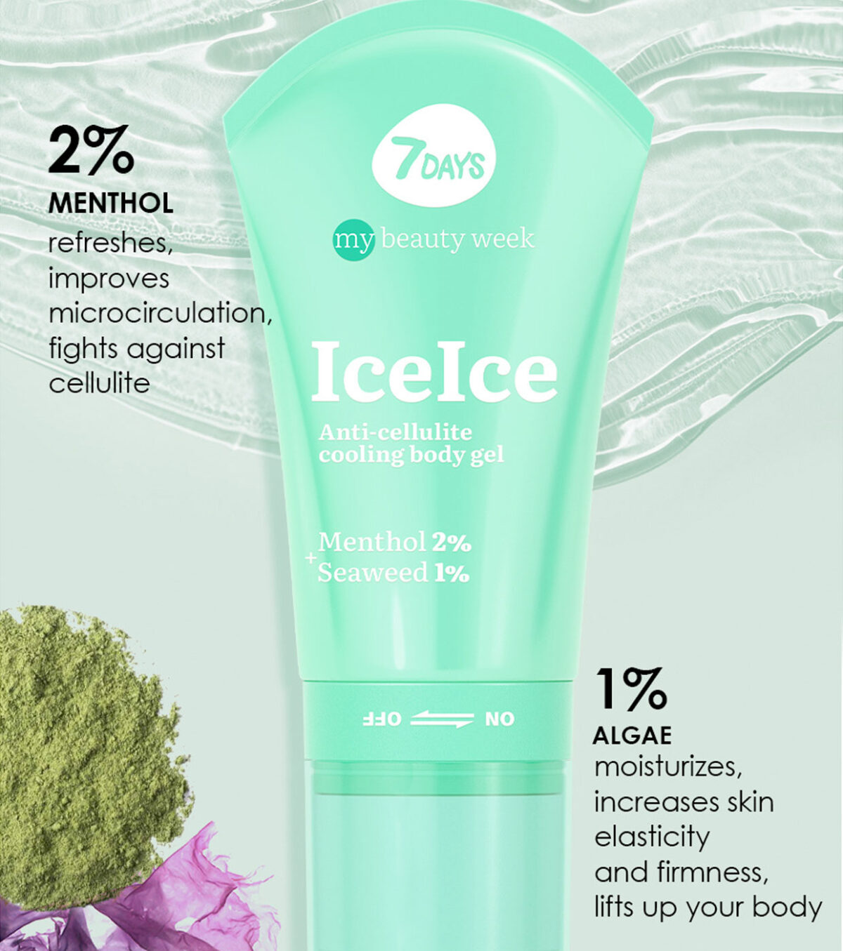 7DAYS MY BEAUTY WEEK IceIce Anti-celulit gel za telo sa efektom hlađenja Menthol 2% + Seaweed 1%, 130 ml | VESNA.RS