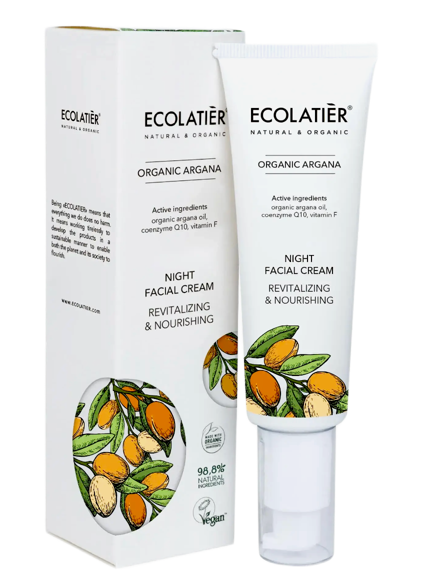 ECOLATIER Noćna krema za lice Organic Argana, 50 ml | VESNA.RS