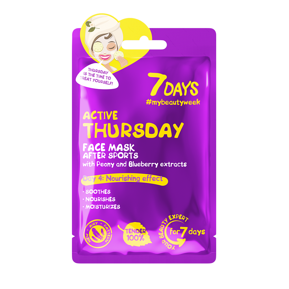 7DAYS Maska za lice nakon sporta sa Borovnicom i Božurom ACTIVE THURSDAY | VESNA.RS