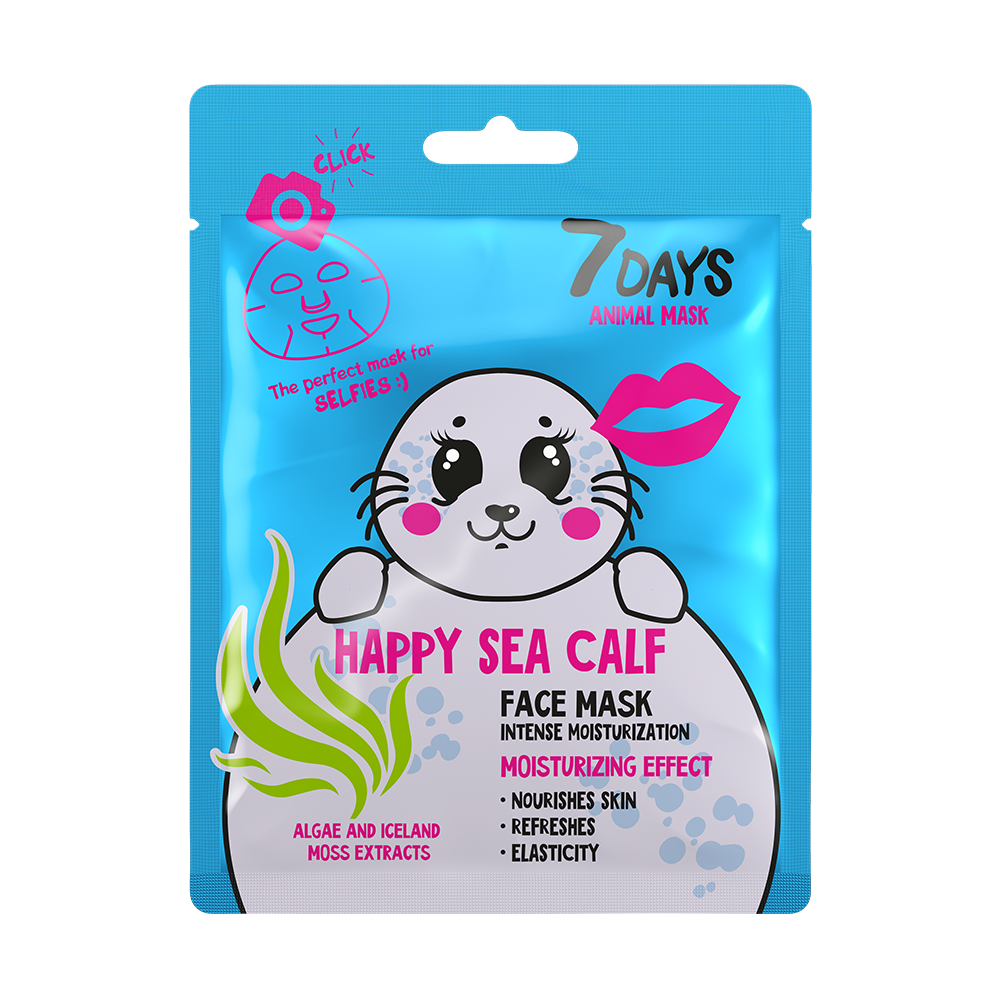 7DAYS HAPPY SEA CALF Sheet maska za lice za duboku hidrataciju sa ekstratom Algi i Belom Mahovinom | VESNA.RS