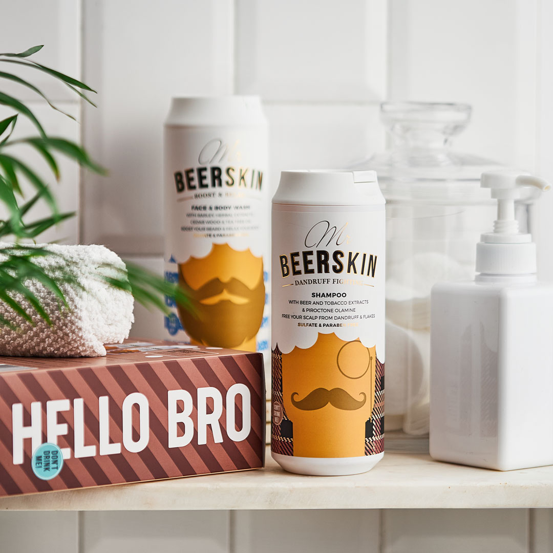 BEERSKIN Poklon set Mr. BEERSKIN HELLO BRO DANDRUFF FIGHTING ŠAMPON & LICE & TELO GEL ZA TUŠIRANJE | VESNA.RS