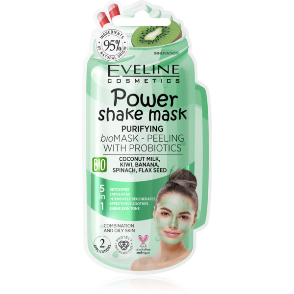 EVELINE Power Shake Mask Piling-maska za čišćenje lica sa probioticima, Aroma Kivija. | VESNA