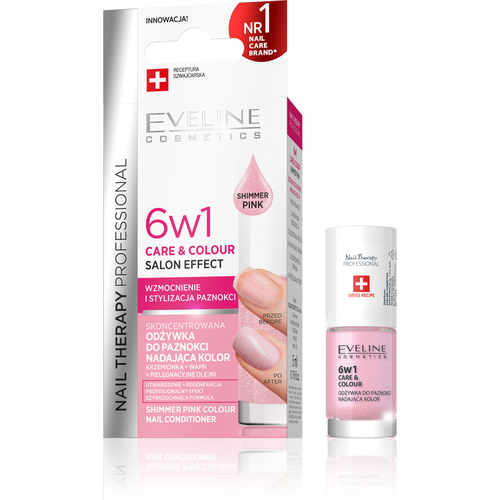 EVELINE Nega noktiju - 6in1 Care&Colour Shimmer Pink 5ml | VESNA.RS
