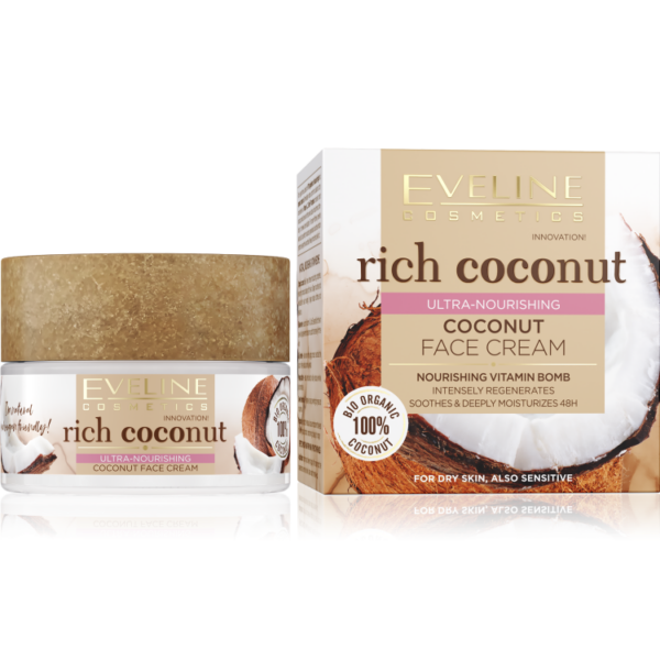 EVELINE Rich Coconut – Izuzetno hranljiva krema za lice sa kokosom, 50 ml | VESNA