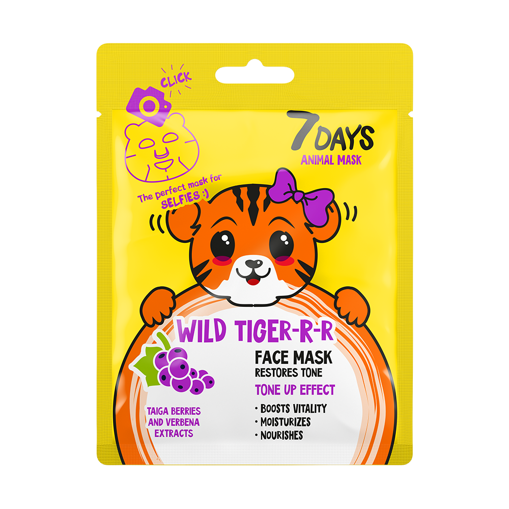 7DAYS WILD TIGER-R-R Sheet Maska koja osvežava boju tena sa Taiga bobicama i Verbenom | VESNA.RS