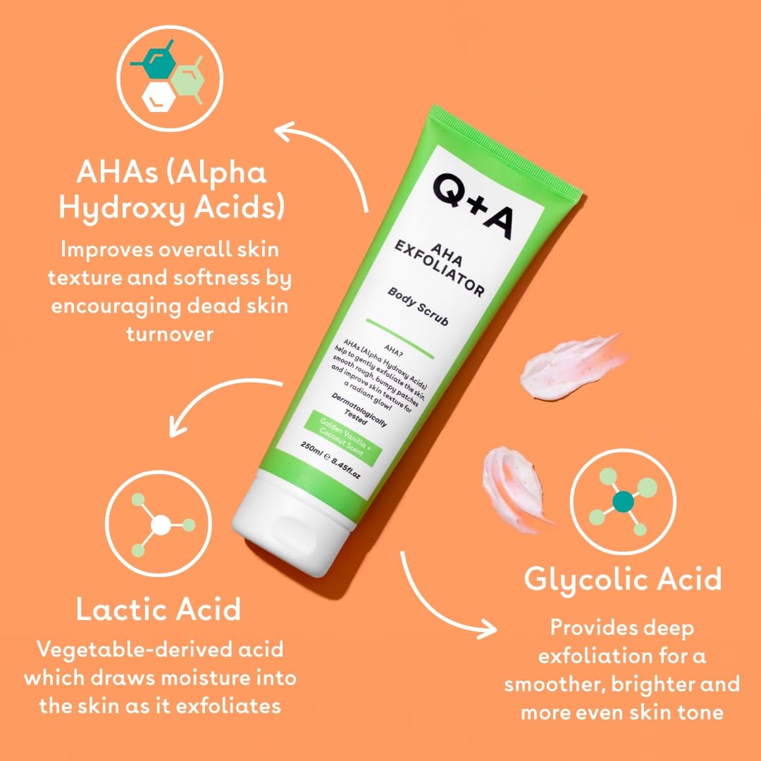Q+A AHA EXFOLIATOR Piling za telo, 250 ml | VESNA.RS