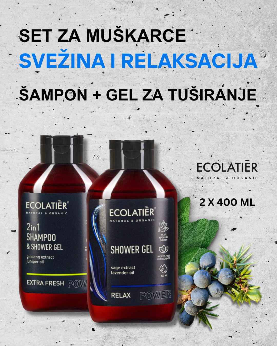 ECOLATIER POWER Muški poklon set Svežina i relaksacija | VESNA.RS