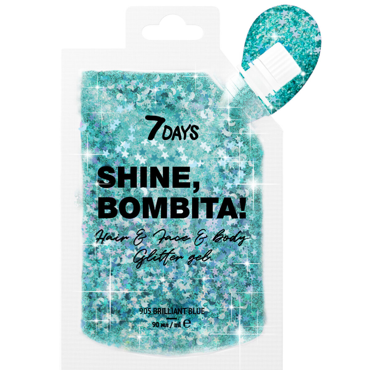 7DAYS B.COLOUR Gliter gel sa šljokicama za lice, kosu i telo, 90 ml | VESNA.RS