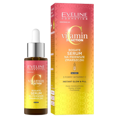 EVELINE Vitamin C 3XAction – Serum za lice nakon prvih bora, 30 ml | VESNA.RS