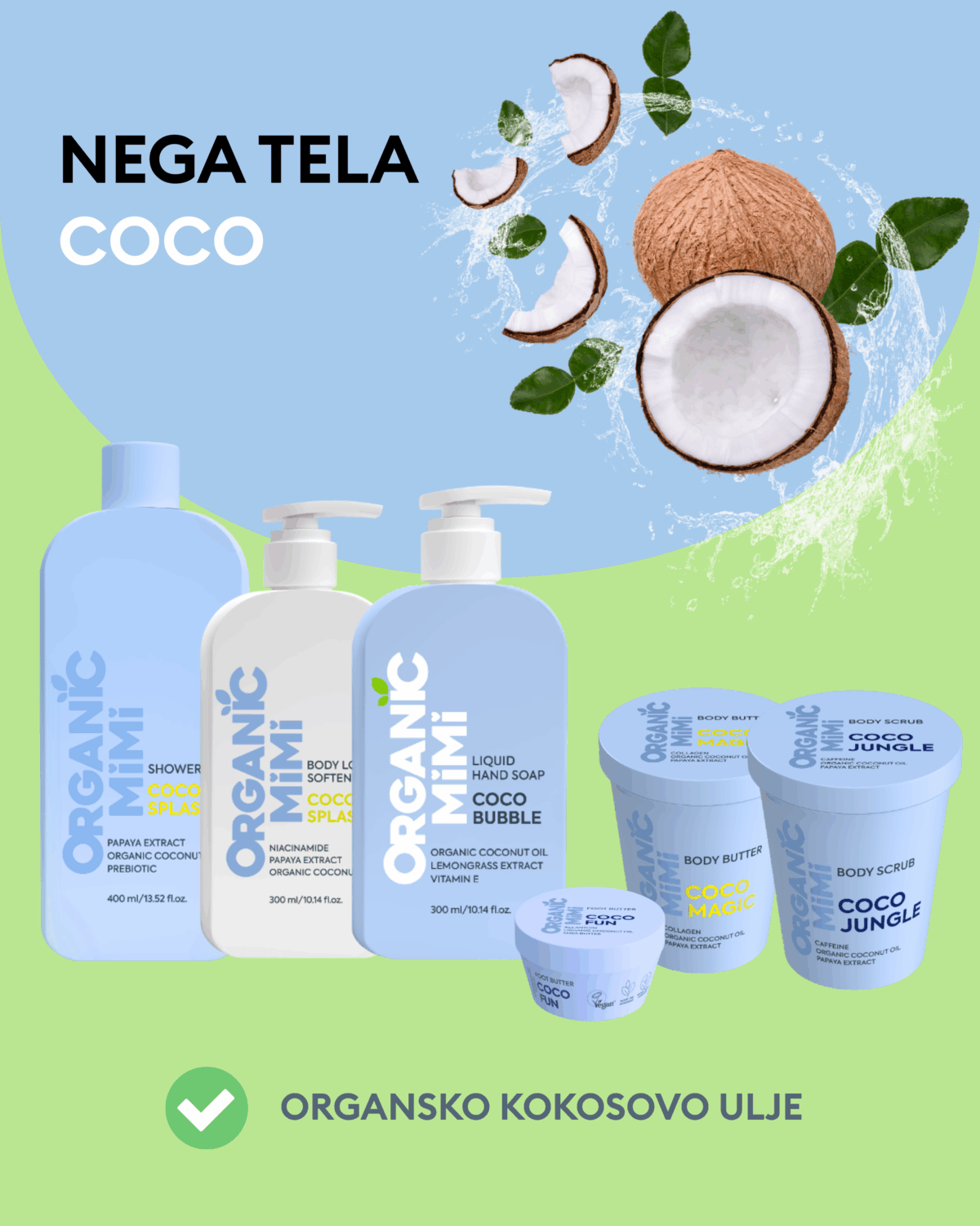 Organic Mimi Losion za telo hidratacija i nega Coco splash, 300 ml | VESNA.RS
